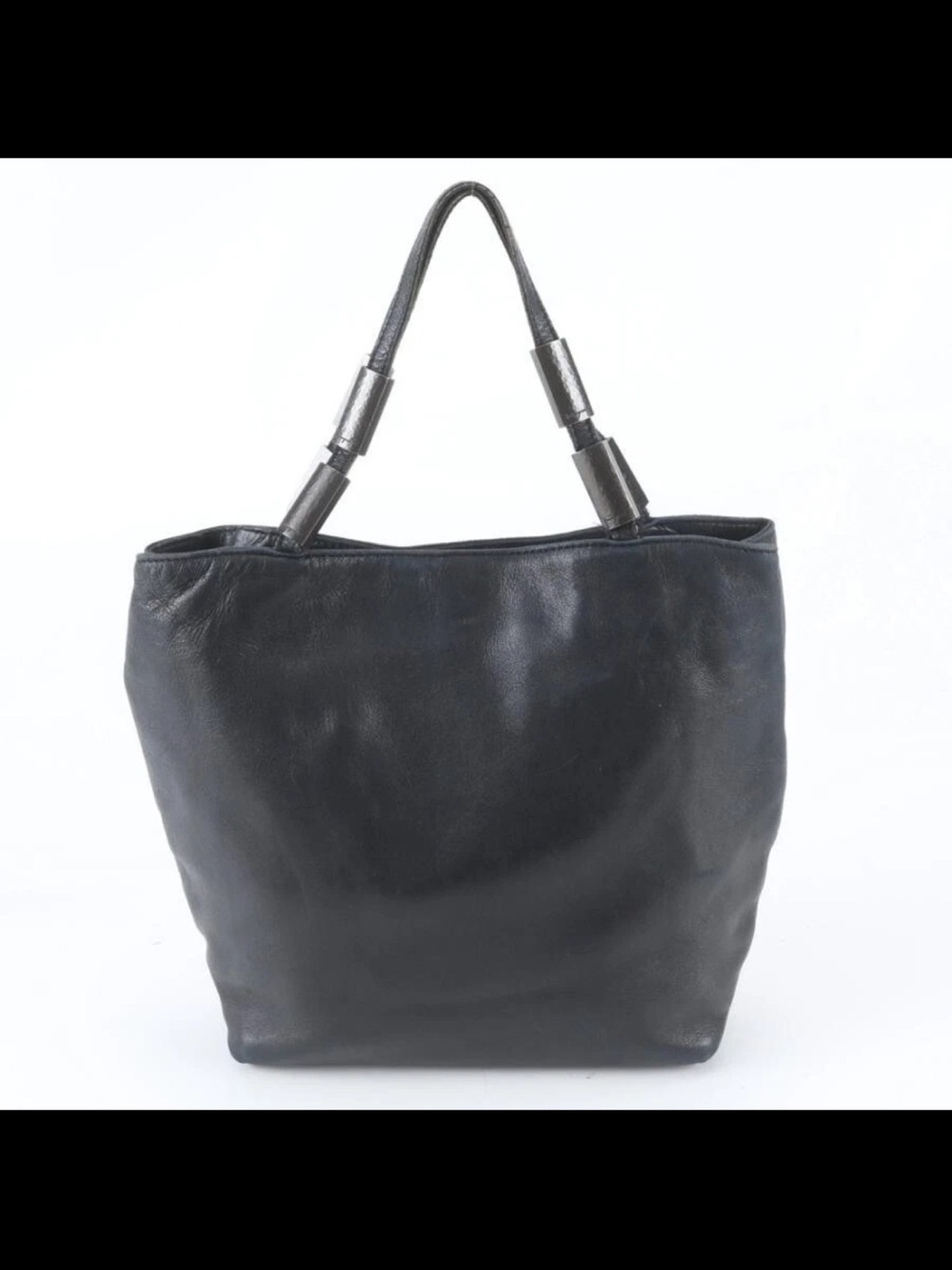 Salvatore Ferragamo Black Leather Tote with Tubular Handles